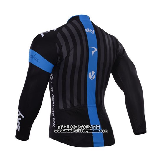 2015 Maillot Ciclismo Sky Azur et Noir Manches Longues et Cuissard